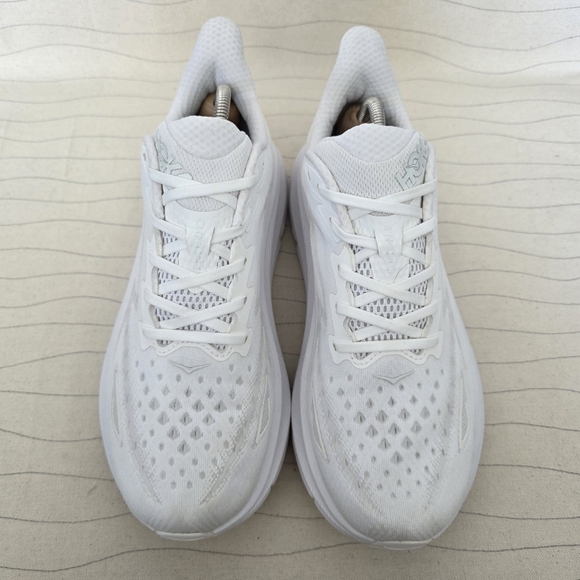 Hoka One One Womens Clifton 9 Triple White Running Sneakers Shoes F27222L Sz 11D - Picture 3 of 14
